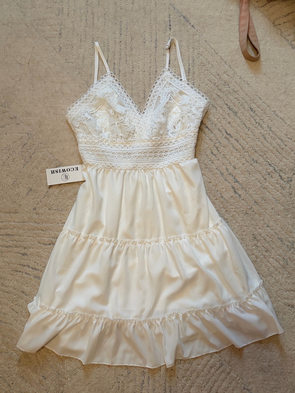 Ecowish White Lace Corset Mini Dress